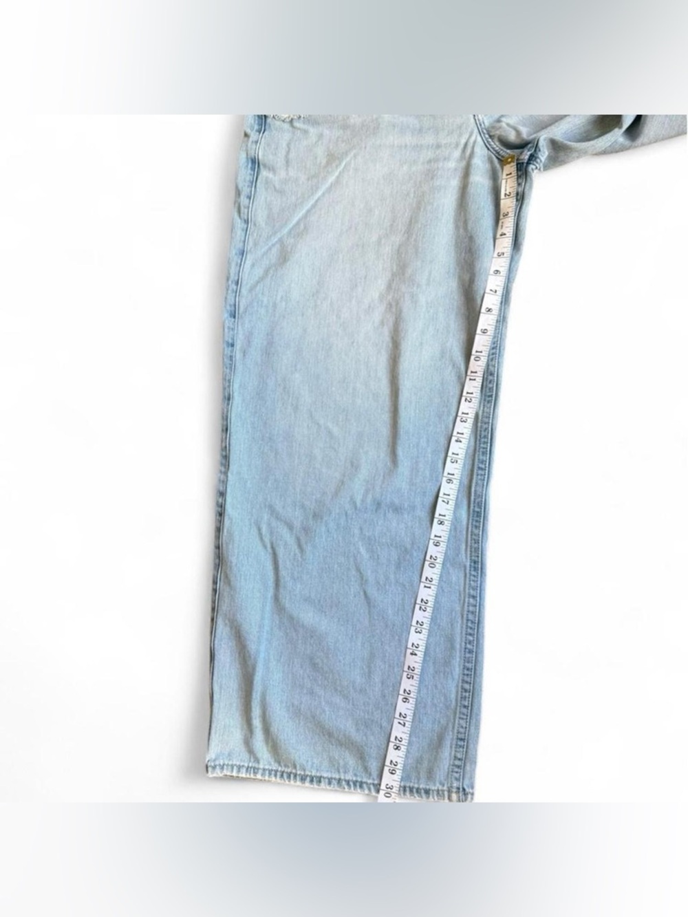 Hollister Low Rise Super Baggy Jeans 16L Light Wash Distressed Wide Leg W33 L34 - Picture 8 of 8